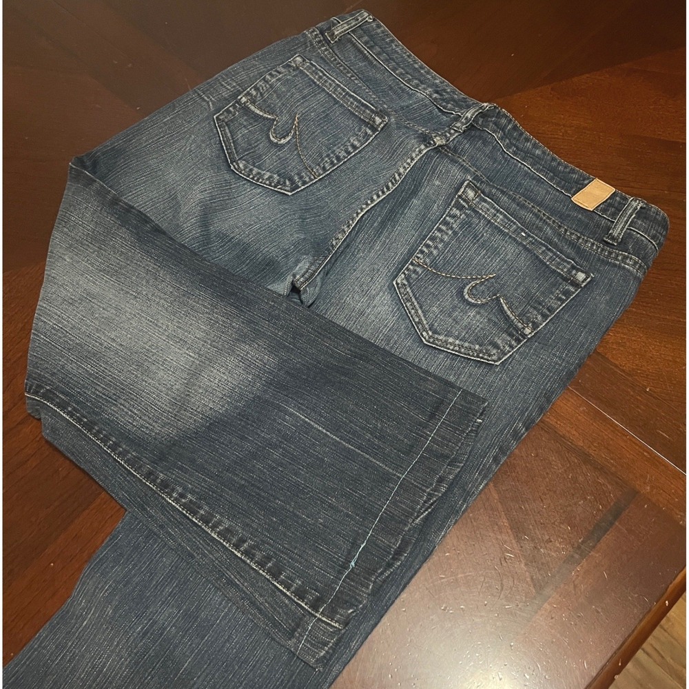 Maurices Molli Flare Jeans Dark Wash Custom Cropped Denim Blue W36 x L25.5